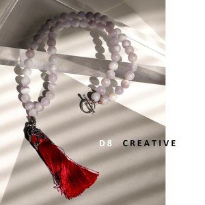 Meditation jewelry-- Frosted amethyst stone with tassel pendant  ncklance
